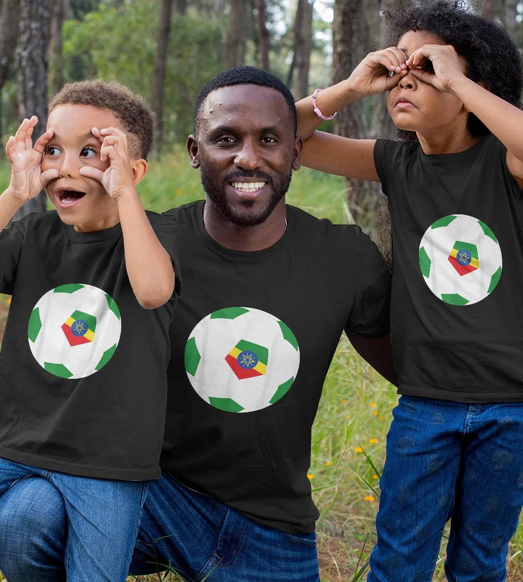 1sttheworld T-Shirt - Ethiopia Soccer Ball Flag T-Shirt Black A35