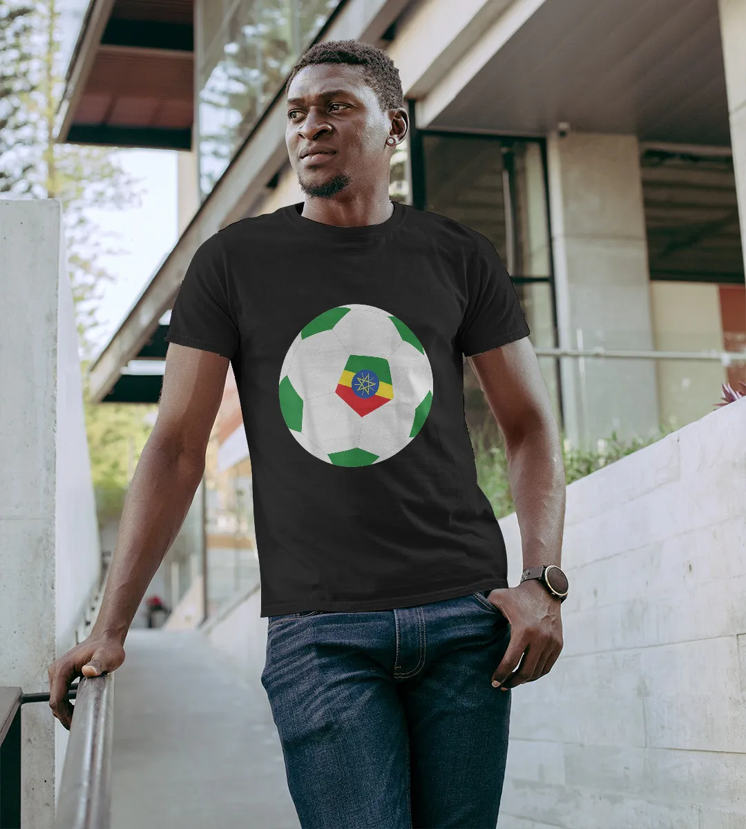 1sttheworld T-Shirt - Ethiopia Soccer Ball Flag T-Shirt Black A35