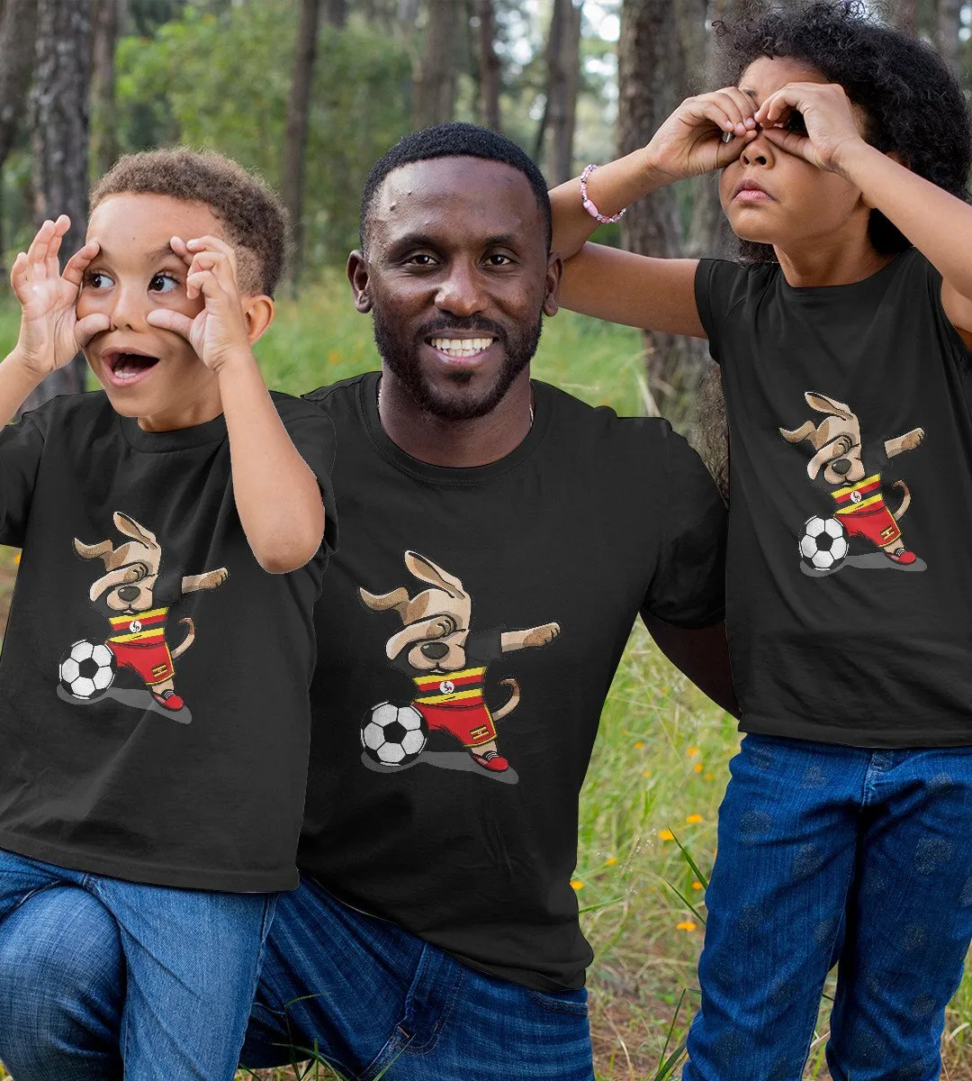 1sttheworld T-Shirt - Funny Dog Uganda Soccer T-Shirt Black A35