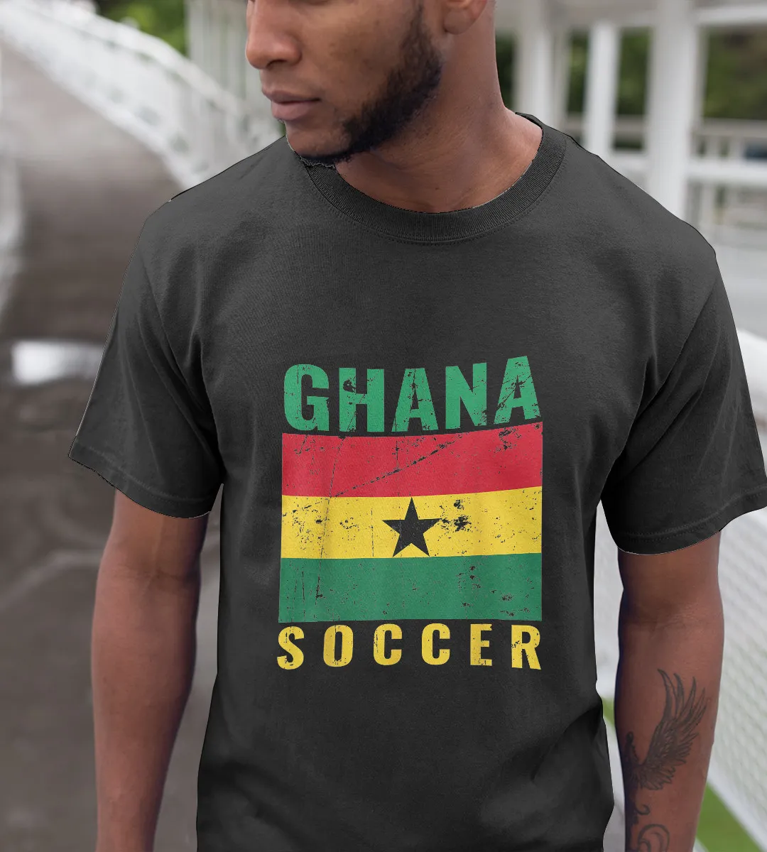 1sttheworld T-Shirt - Ghana Soccer Flag T-Shirt Black A35