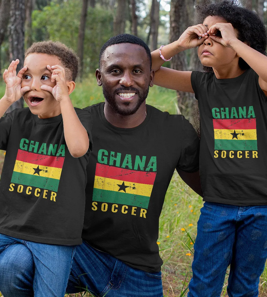 1sttheworld T-Shirt - Ghana Soccer Flag T-Shirt Black A35