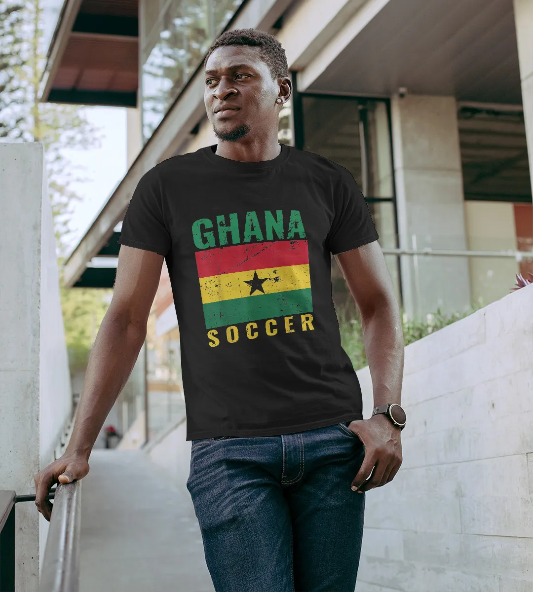 1sttheworld T-Shirt - Ghana Soccer Flag T-Shirt Black A35