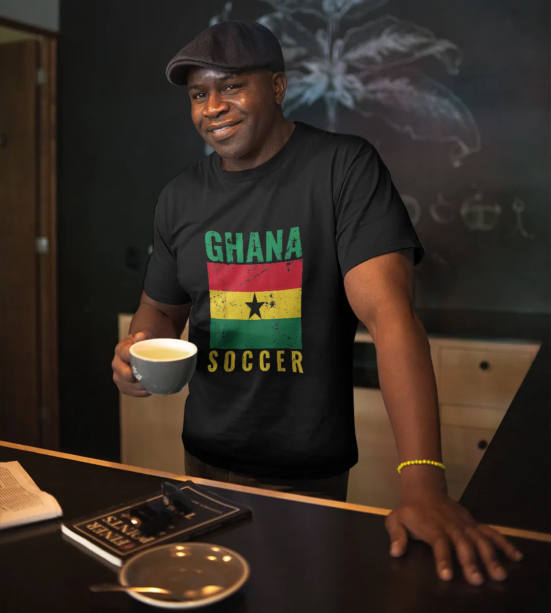 1sttheworld T-Shirt - Ghana Soccer Flag T-Shirt Black A35