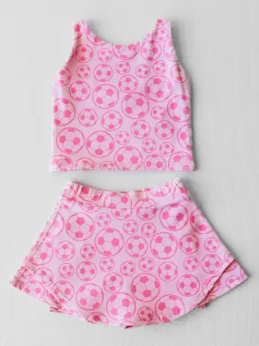 Active Skort Set - Soccer in Pink