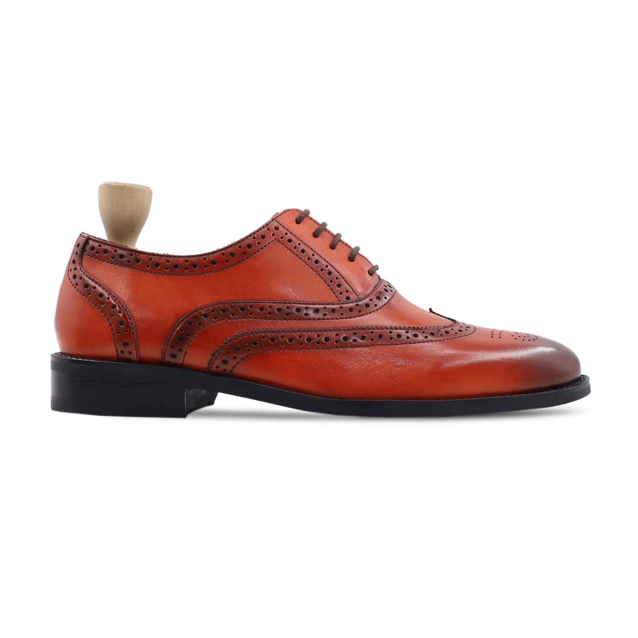 Ales - Men's Orange Tan Calf Leather Oxford Shoe