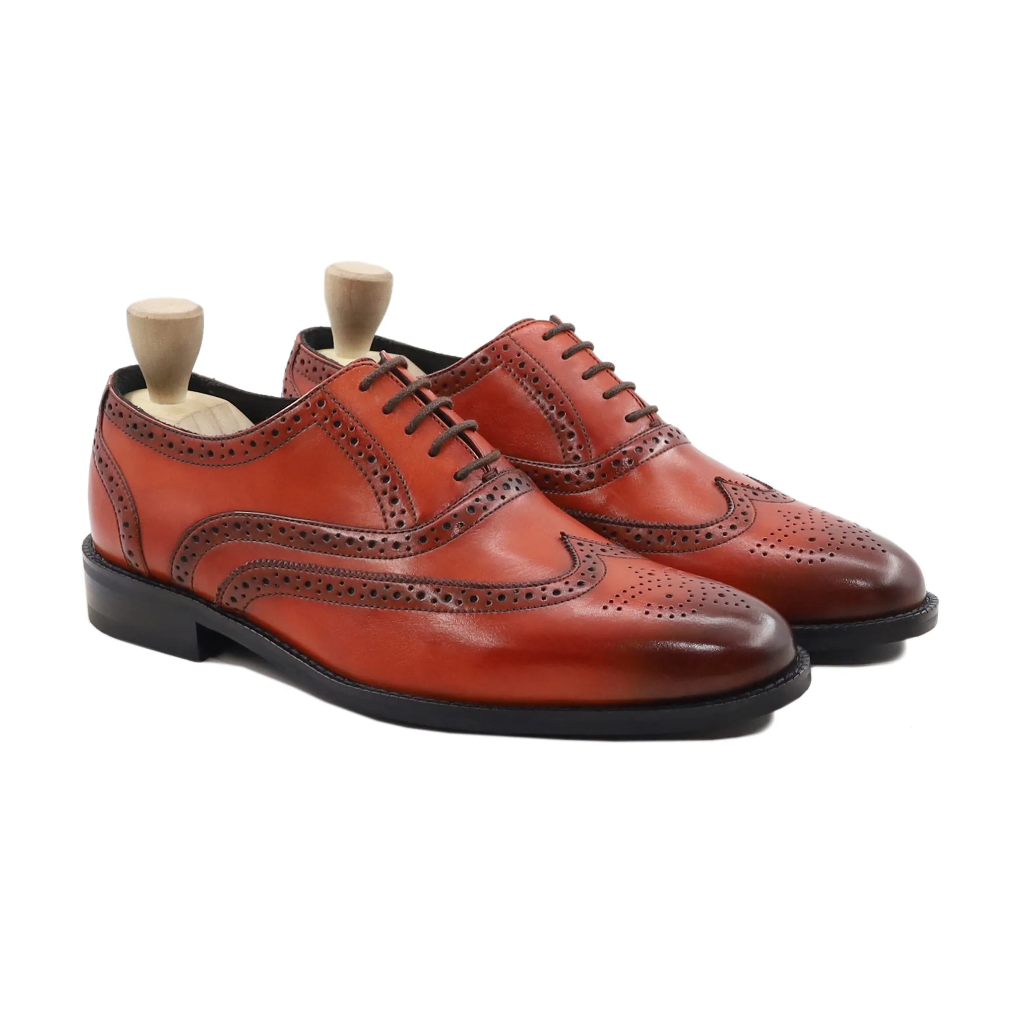 Ales - Men's Orange Tan Calf Leather Oxford Shoe