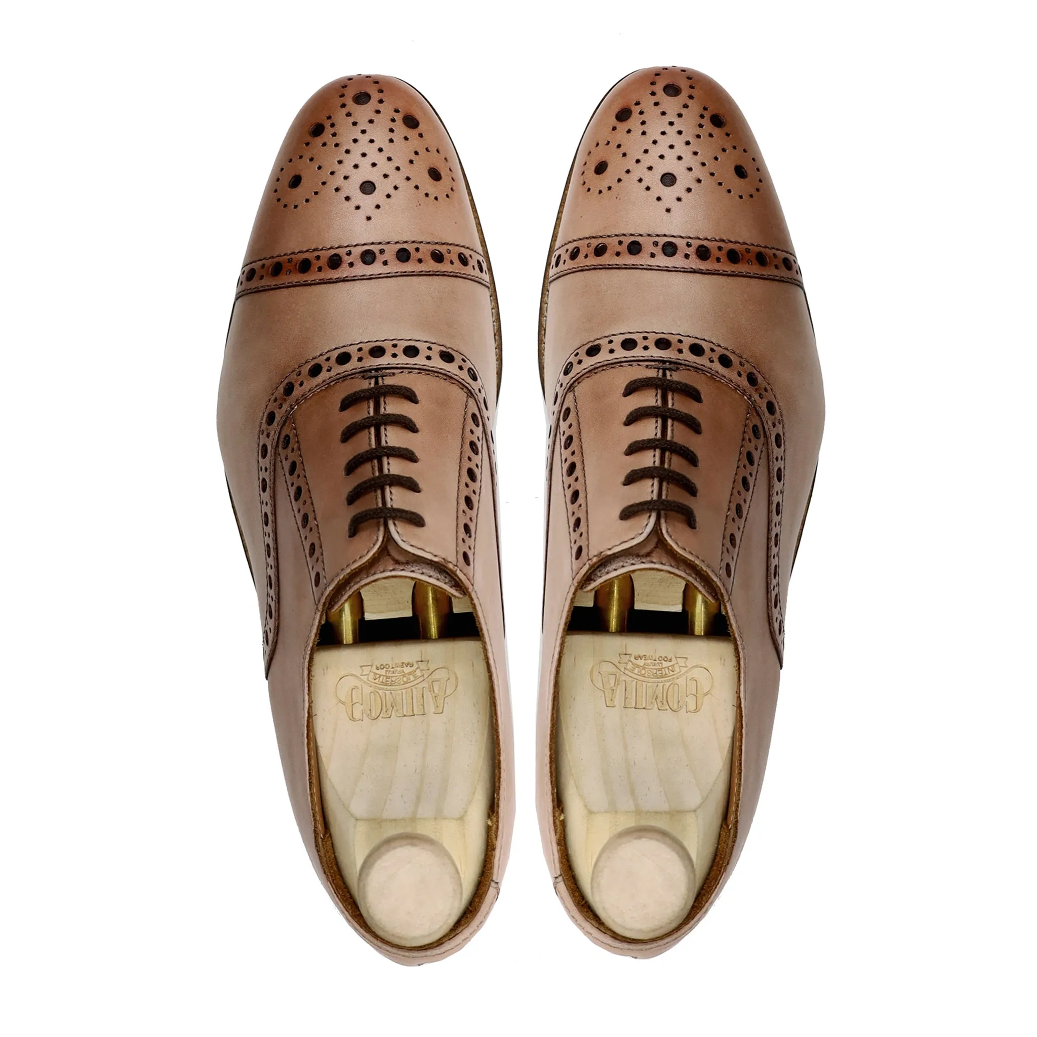 Algave - Men's Beige Calf Leather Oxford Shoe