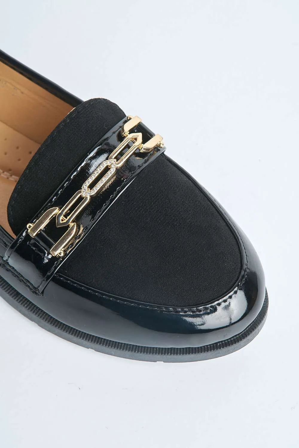 Ariee Diamante Detail Loafers in Black