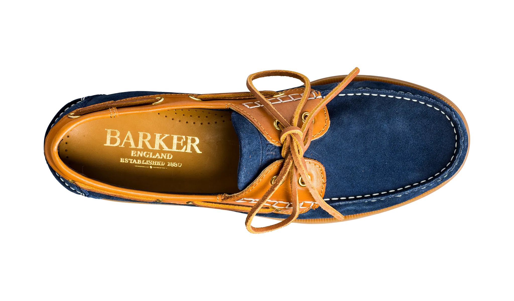 Barker Wallis Moccasin Shoe - Navy Suede/Cedar