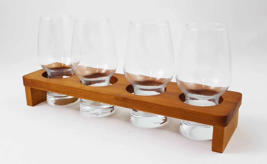 Beer Flight Board with Glasses