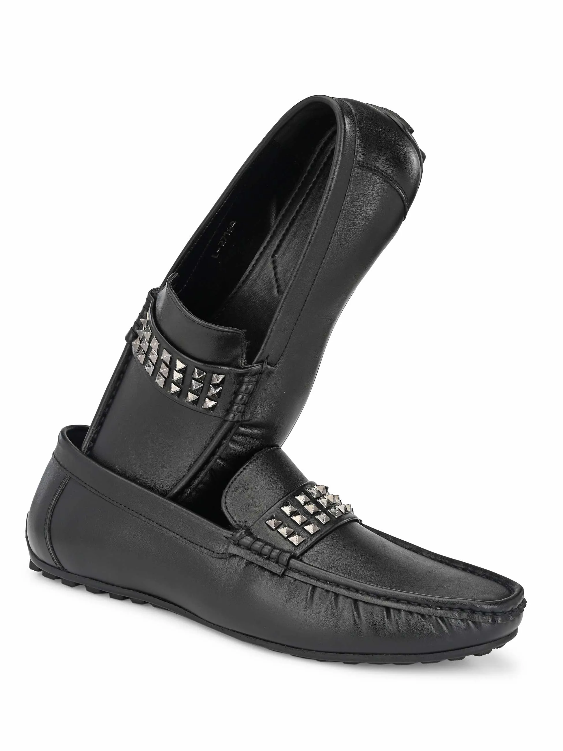 Black Studded Loafers