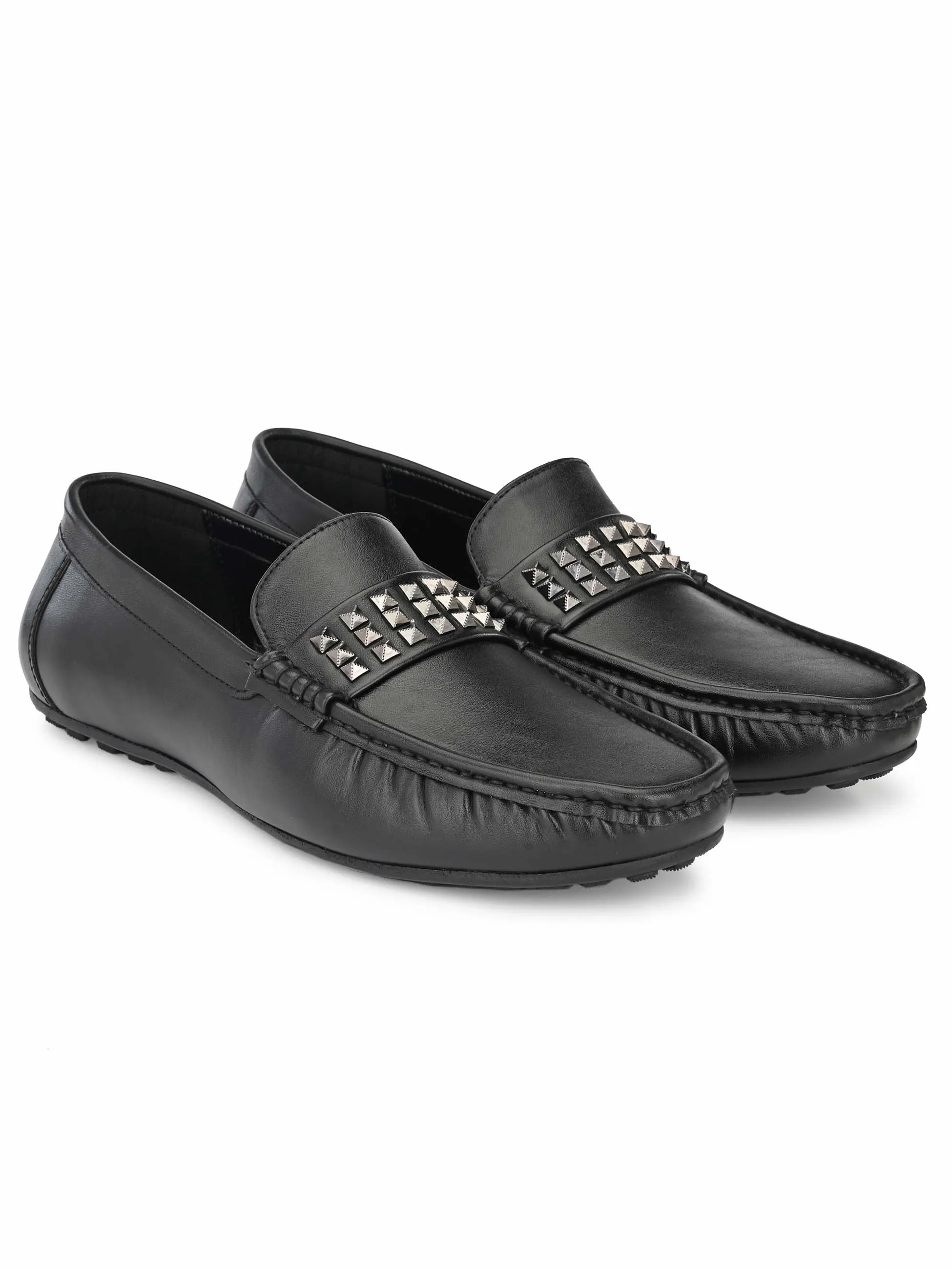 Black Studded Loafers