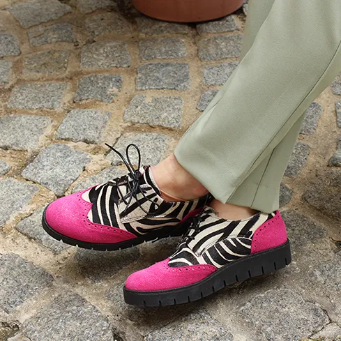 Bolt - Animal print Fuchsia lace up shoe