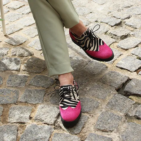 Bolt - Animal print Fuchsia lace up shoe