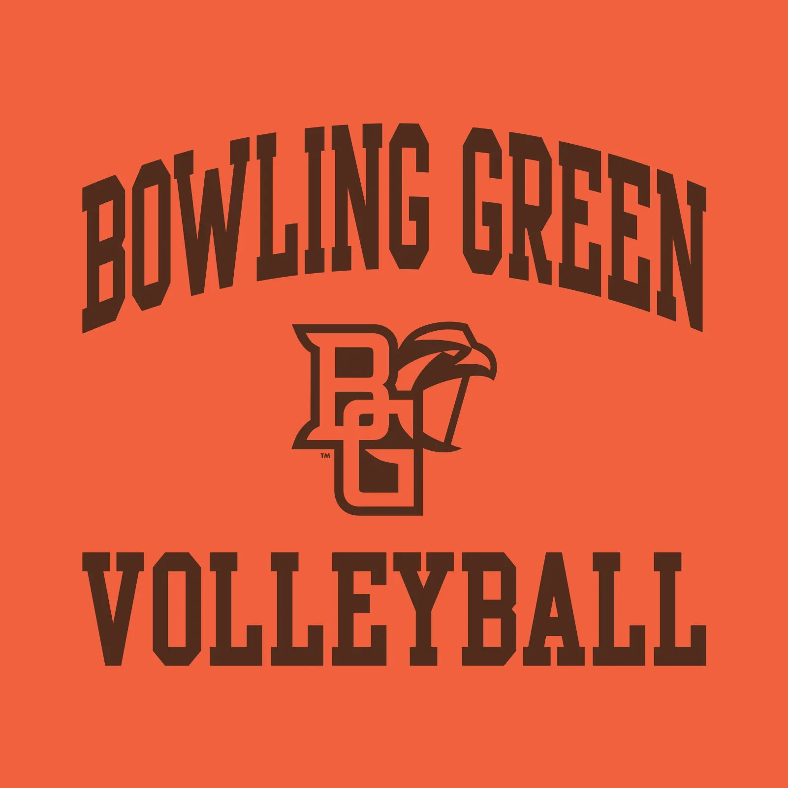 Bowling Green State University Falcons Arch Logo Volleyball Basic Cotton Short Sleeve T Shirt - Orange