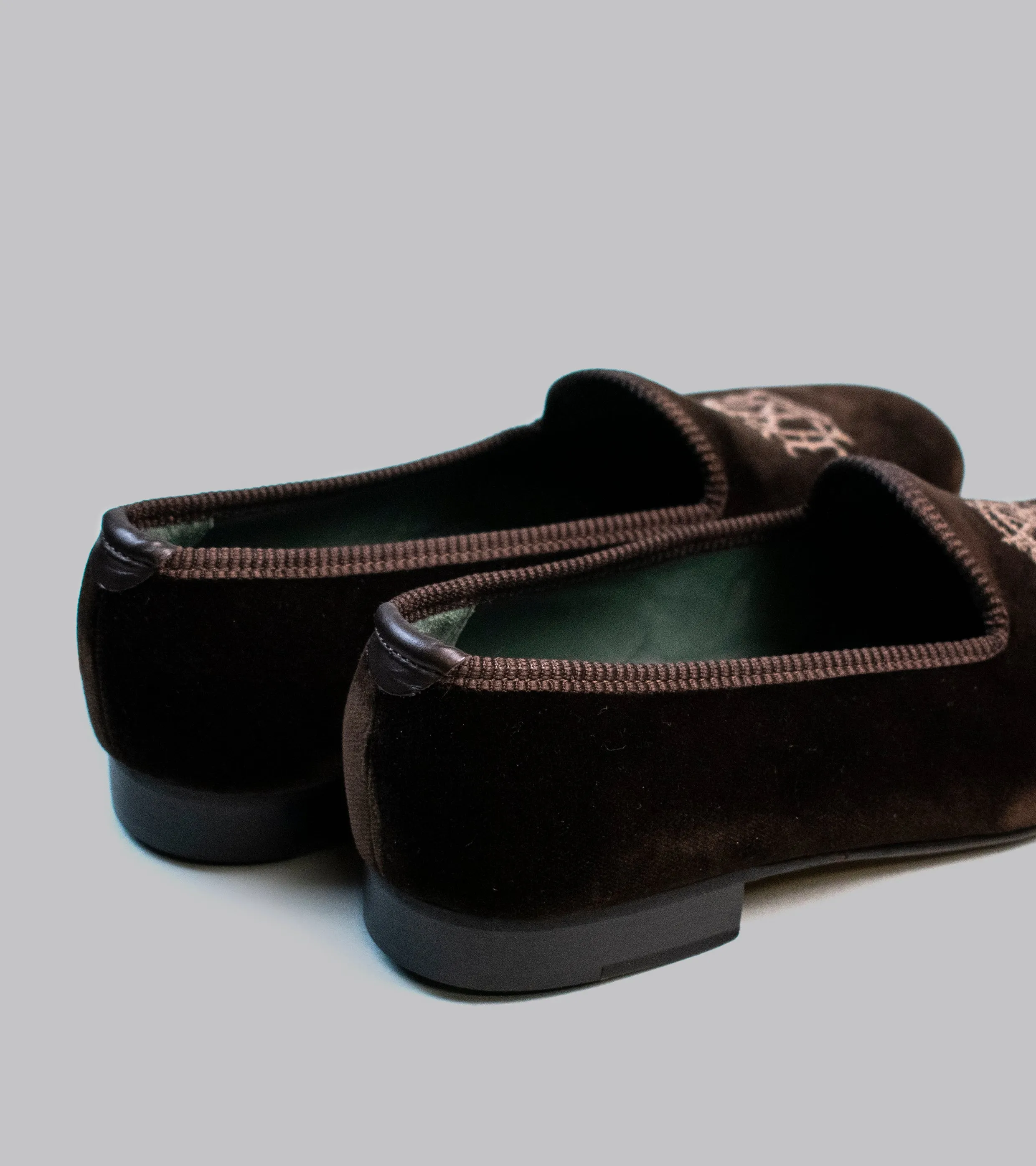 Bryceland's x Bowhill & Elliott Velvet Slippers Brown