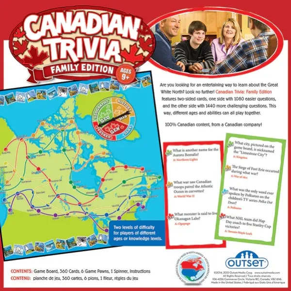 Canadian Trivia: Family Edition Board Game