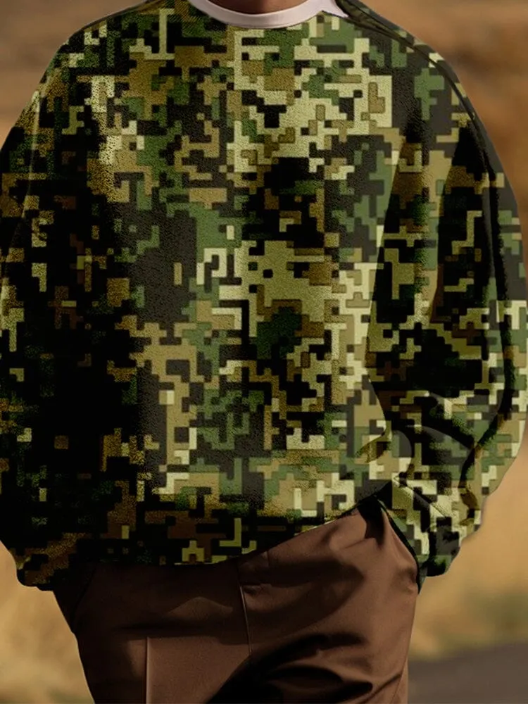 Casual Camo Sweatshirt with Shoulder Zip