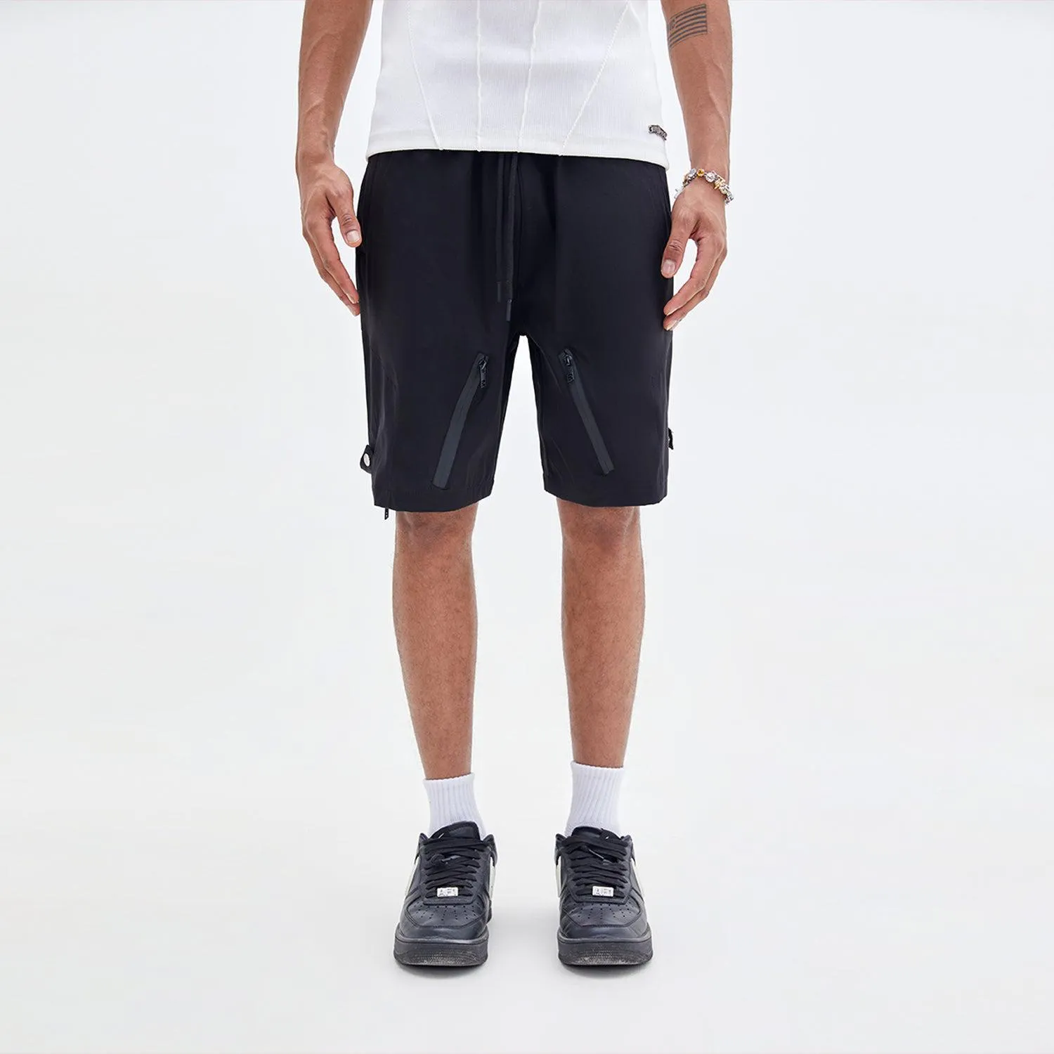 Casual Drawstring Zip Pocket Sports Shorts