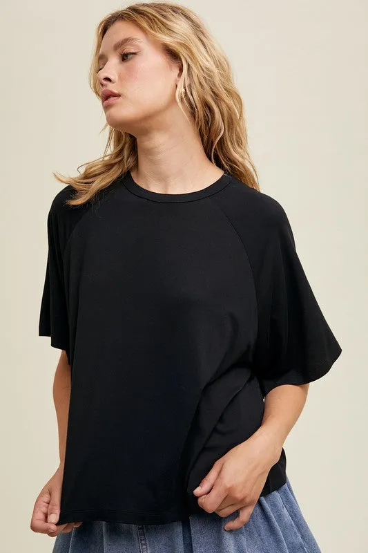 Casual Happiness Black Boxy Top