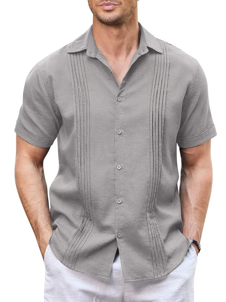 Casual Linen Blend Guayabera Shirt (US Only)