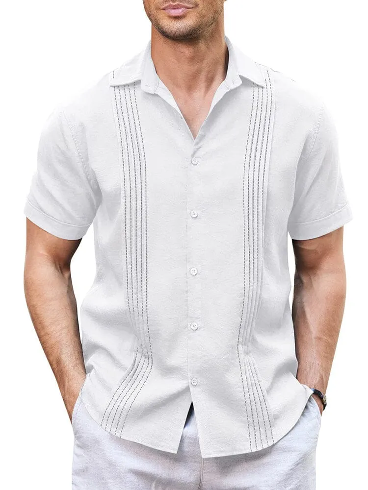 Casual Linen Blend Guayabera Shirt (US Only)