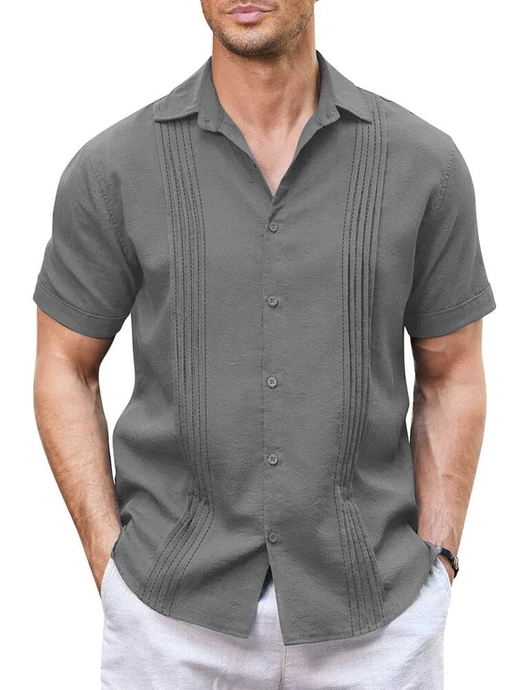 Casual Linen Blend Guayabera Shirt (US Only)