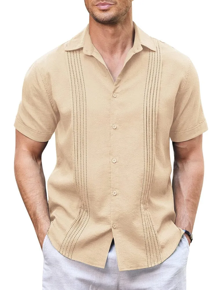 Casual Linen Blend Guayabera Shirt (US Only)