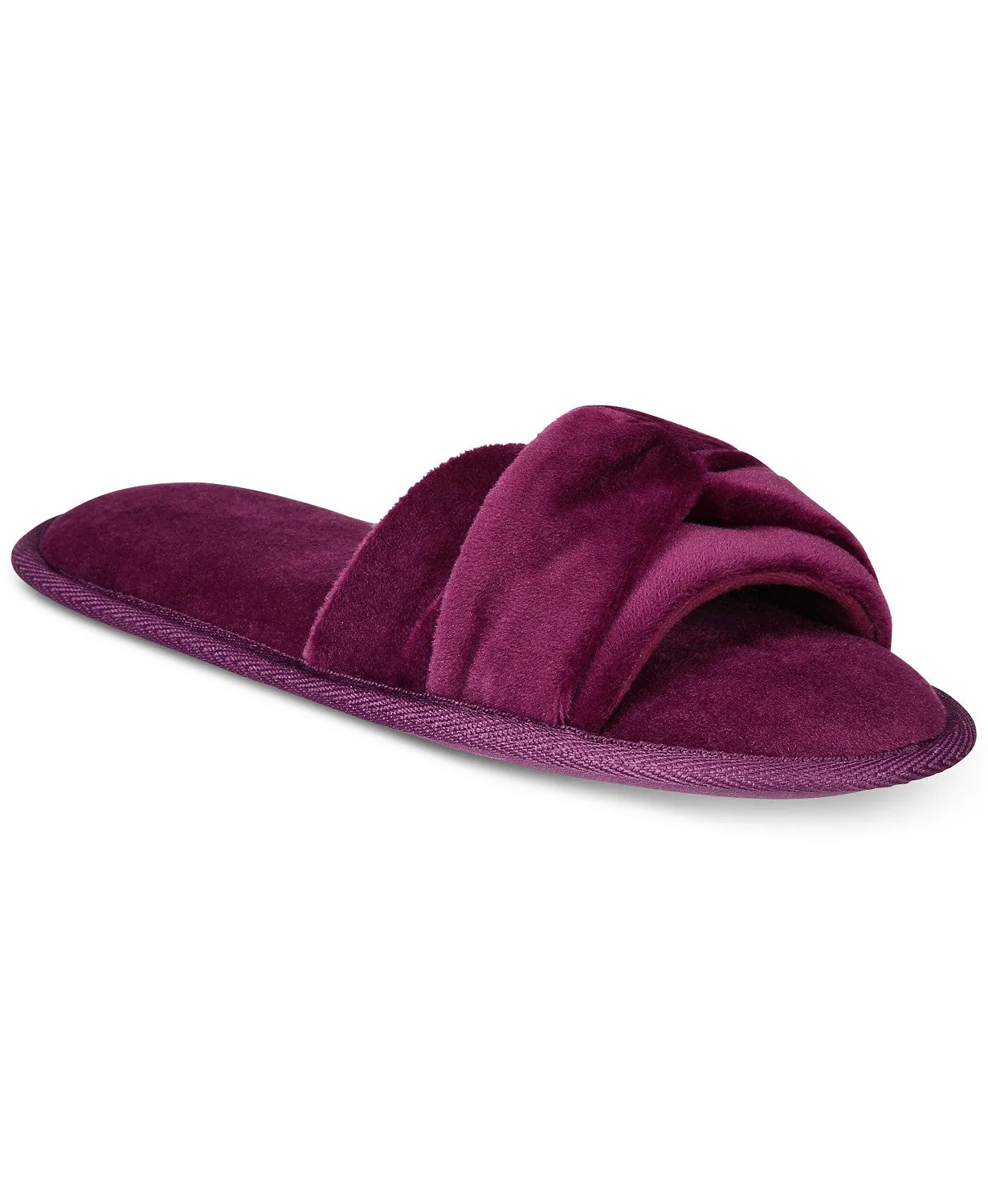 Charter Club Women's Twisted Open-Toe Memory Foam Slippers, Wine, S (5-6)