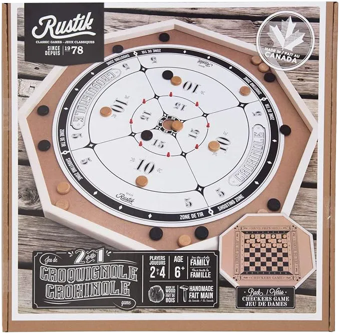 Crokinole & Checkers 2 in 1 Board Game