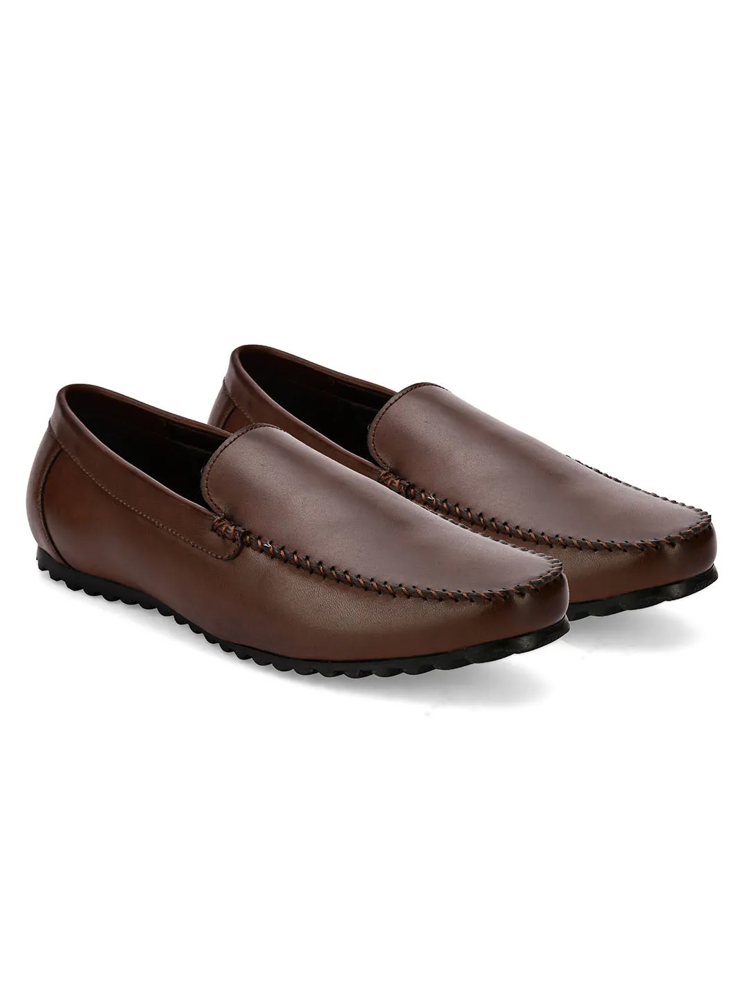 Dart Brown Solid Loafers