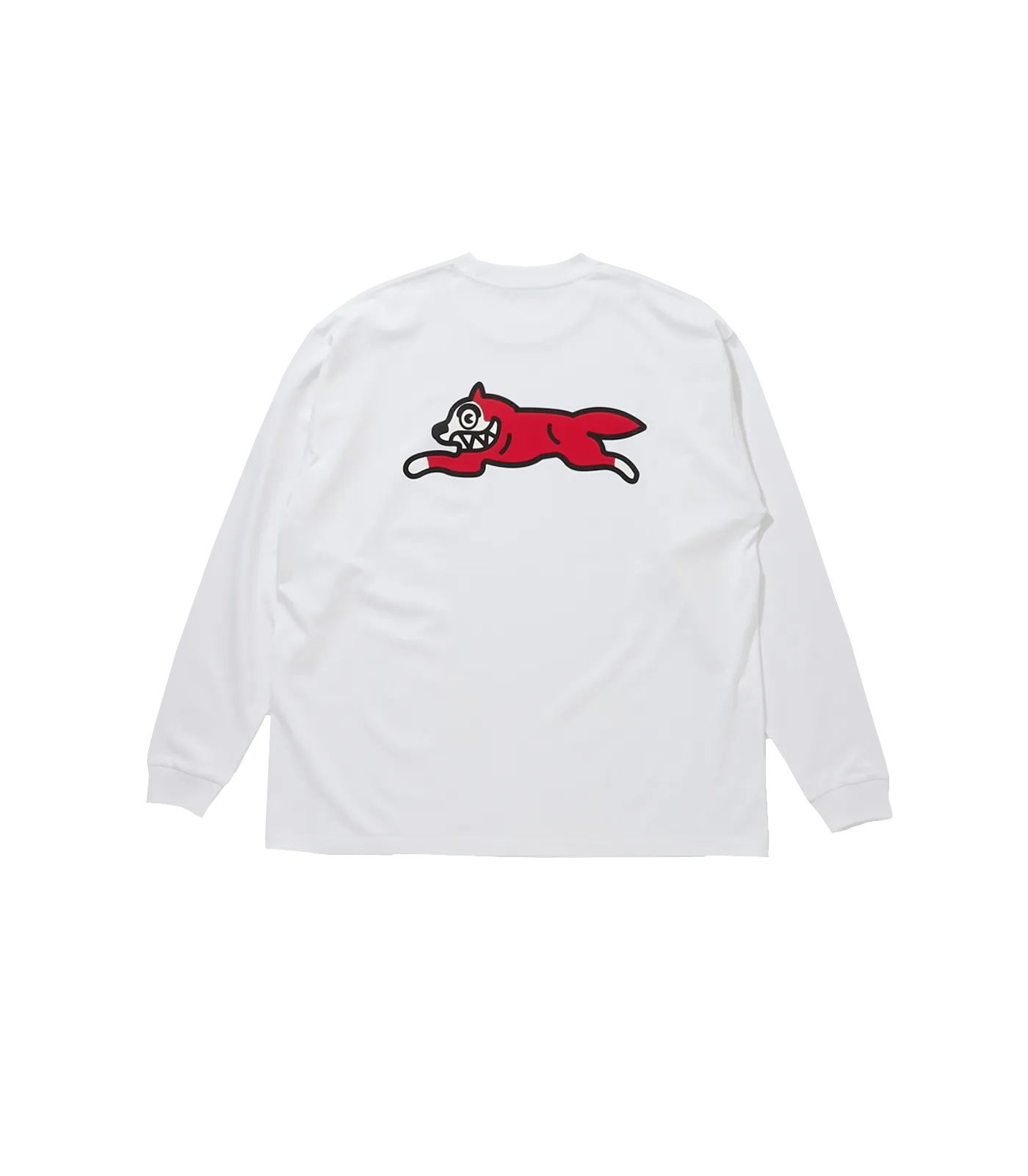 EMBROIDERED RUNNING DOG L/S T-SHIRT - WHITE