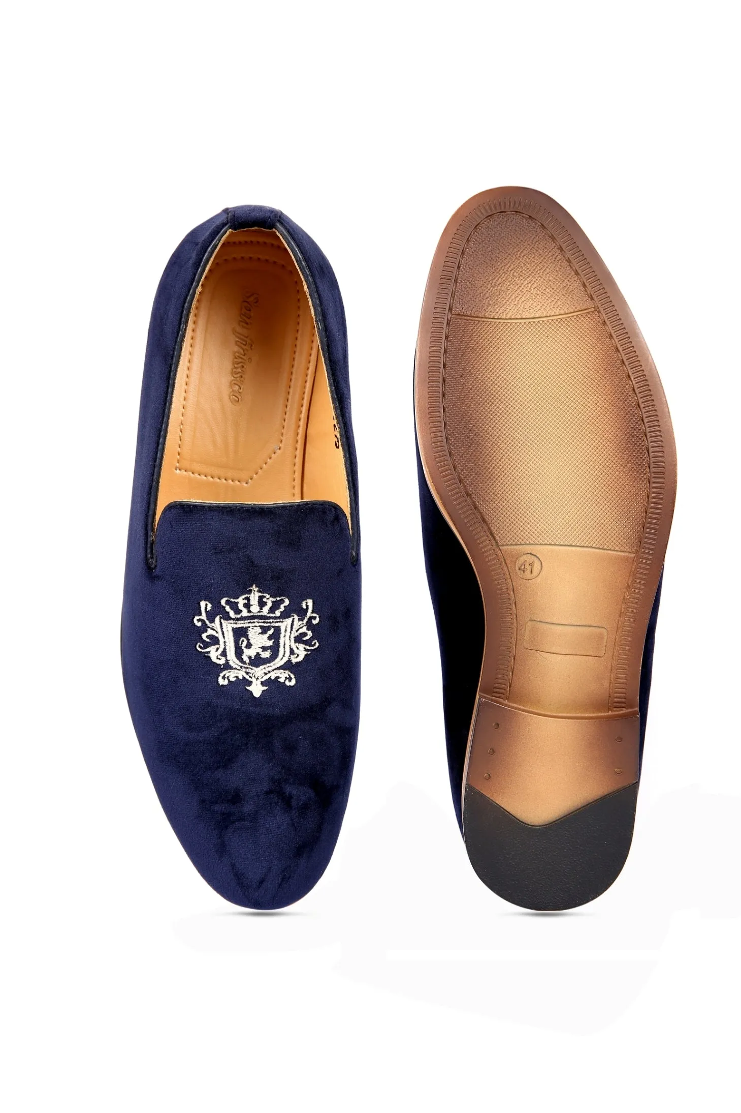 Emprie Blue Embroidered Loafers