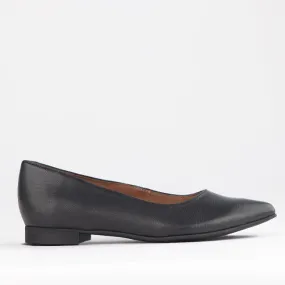 Flat Pointed Court Shoe in Black  - 12713