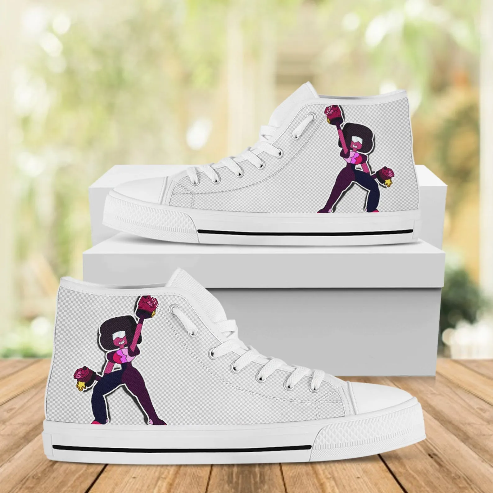 Garnet Custom Shoes, Movie Shoes, Steven Universe Movie, Cartoon Hightops, Cartoon Network, Custom Hi Tops, Cartoon Character