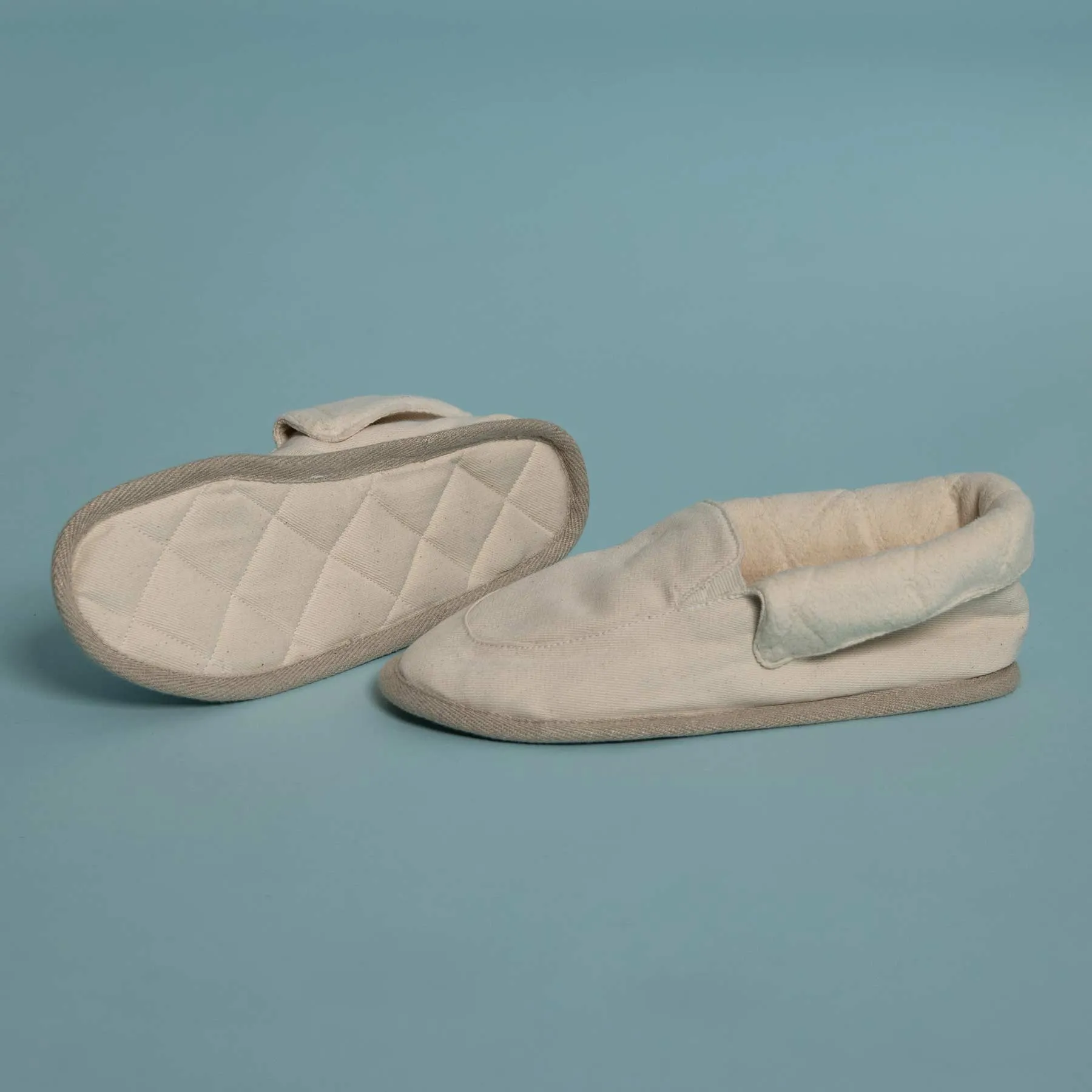 GREENLAND Elastic-Free 100% Organic Cotton House Shoe Slippers (Lined & Padded with Organic Cotton Fleece, Glue-Free, Latex-Free, Vegan)