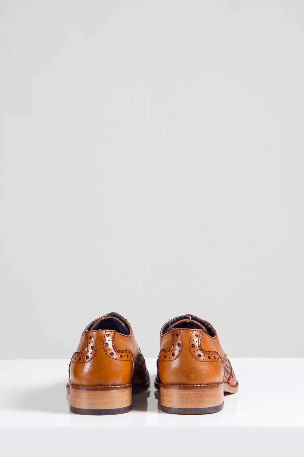 JACOB - Tan Leather Tweed Contrast Brogue Shoe