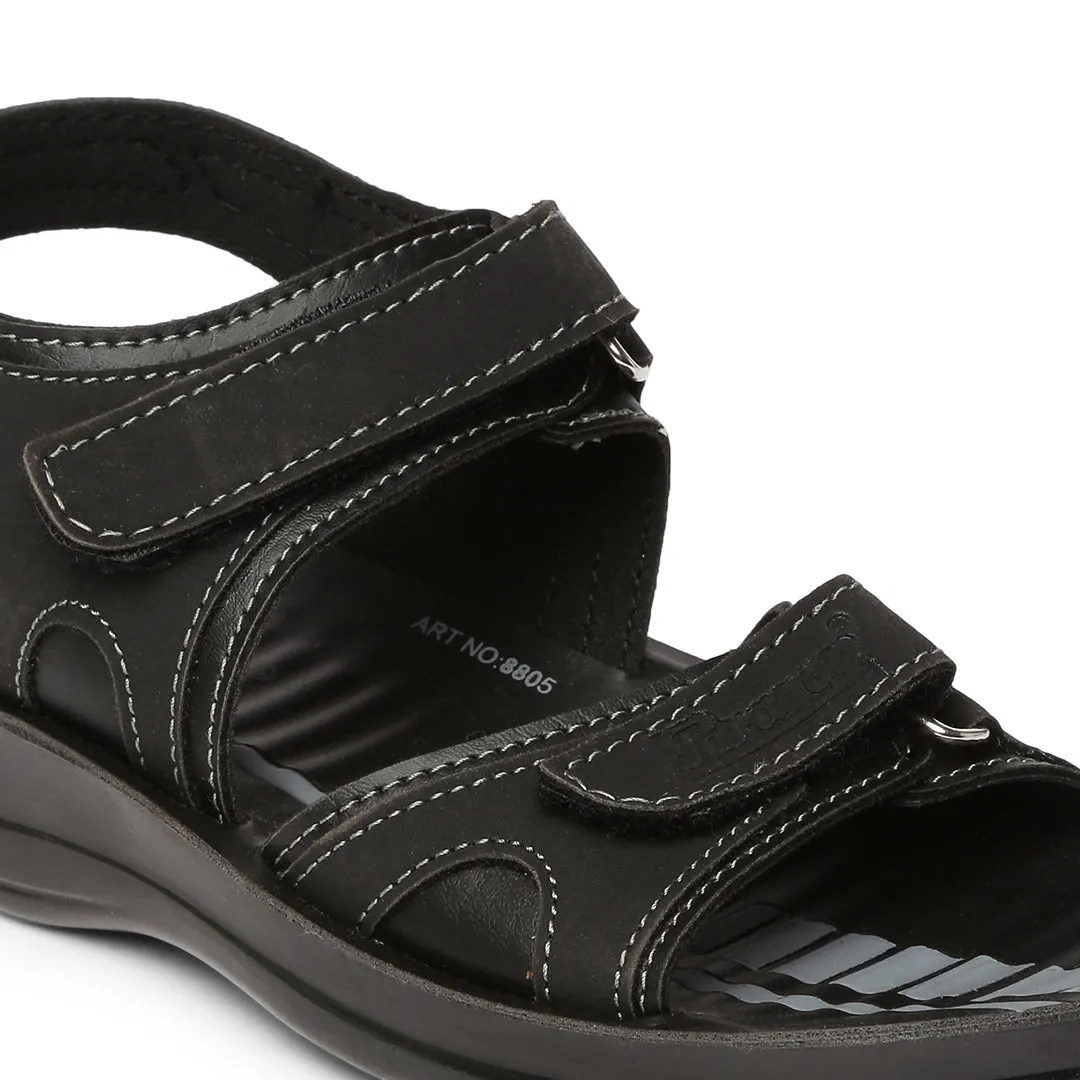 Kids Black P-Toes Sandals