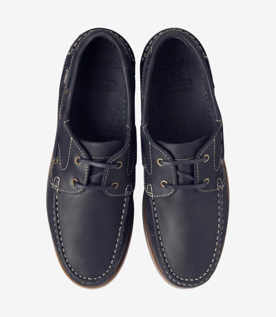 LOAKE Lymington -  Lace up boat shoe - Navy Nubuck