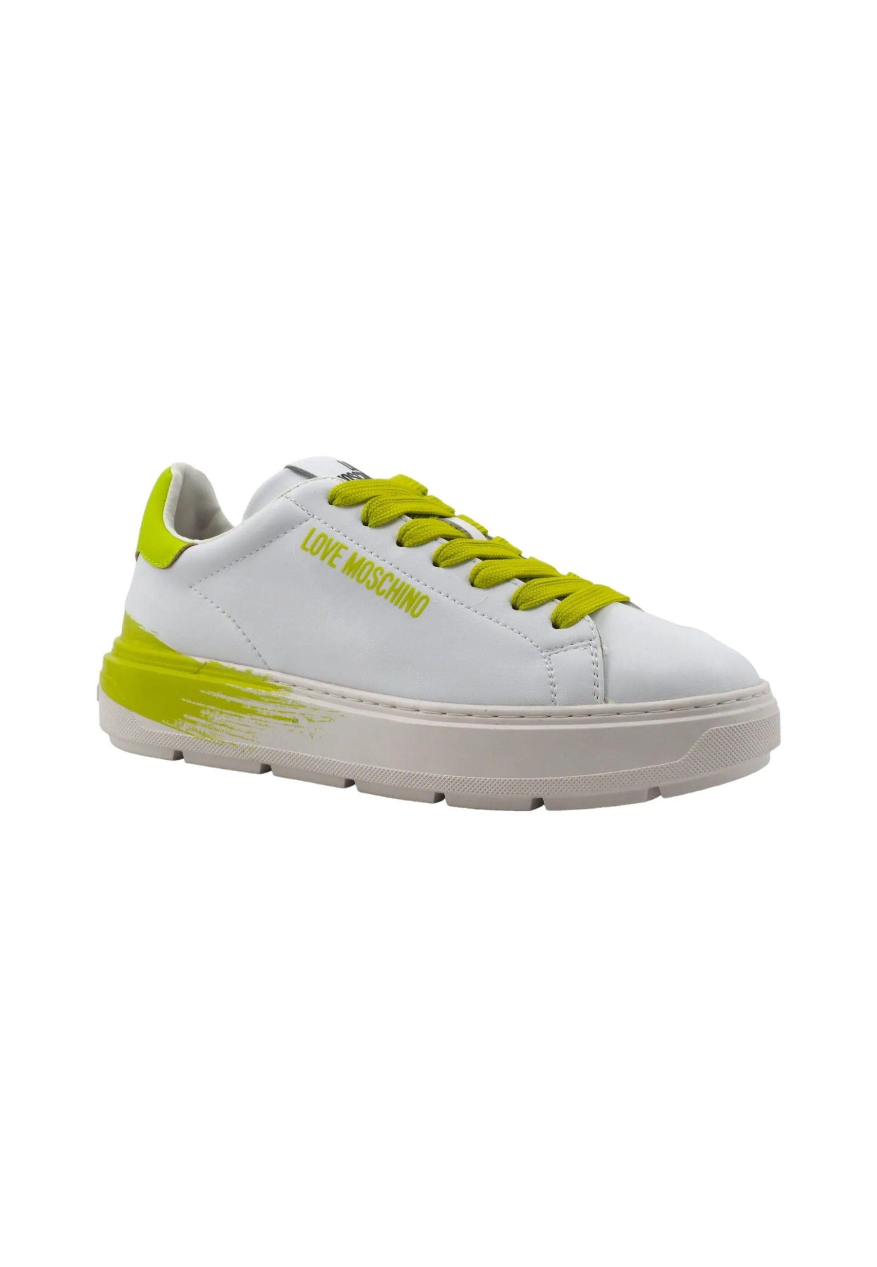 LOVE MOSCHINO Sneaker Donna Bianco Lime JA15254G1IIDB10D