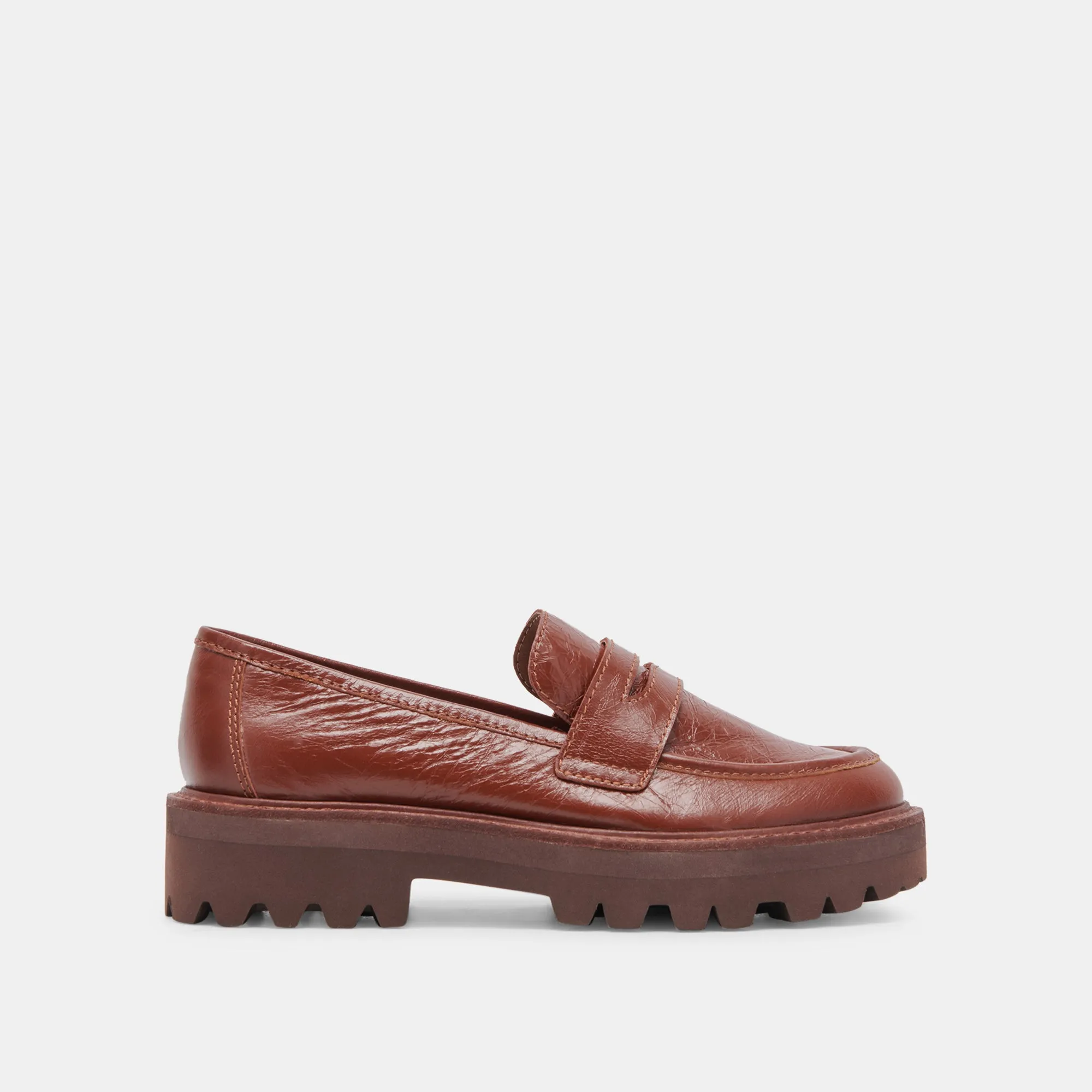 MALILA LOAFERS BROWN CRINKLE PATENT