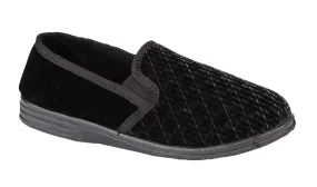 Mens Bedroom Slippers Black double Gusset MS466A