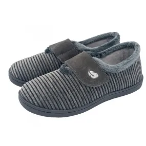 Mens Bedroom Slippers Grey Cord Strap Over Pluma flex Memory Foam 12278