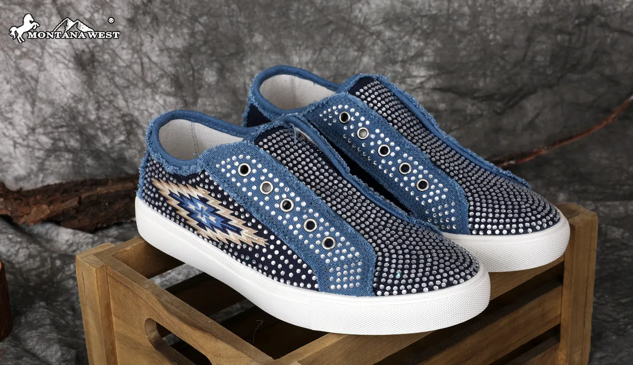 Montana West Embroidered Aztec Canvas Shoes