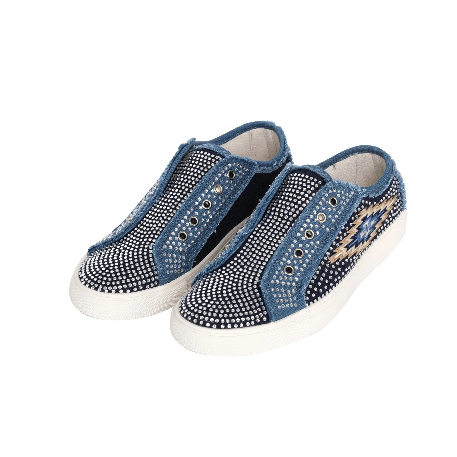 Montana West Embroidered Aztec Canvas Shoes