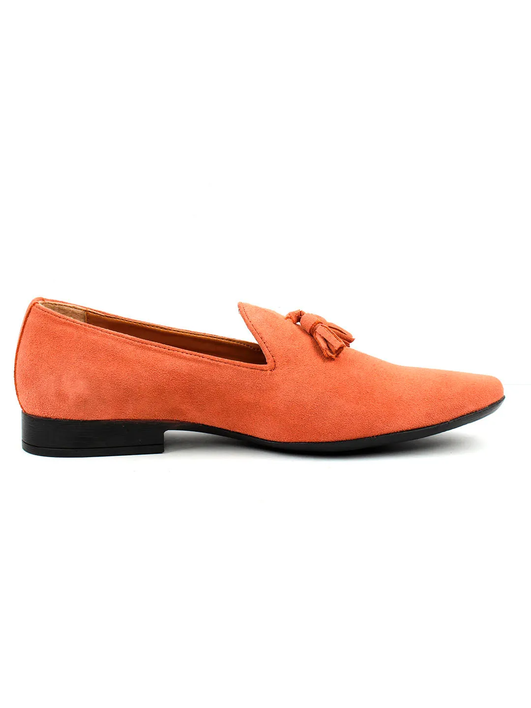 Peach Suede Leather Tassel Loafers