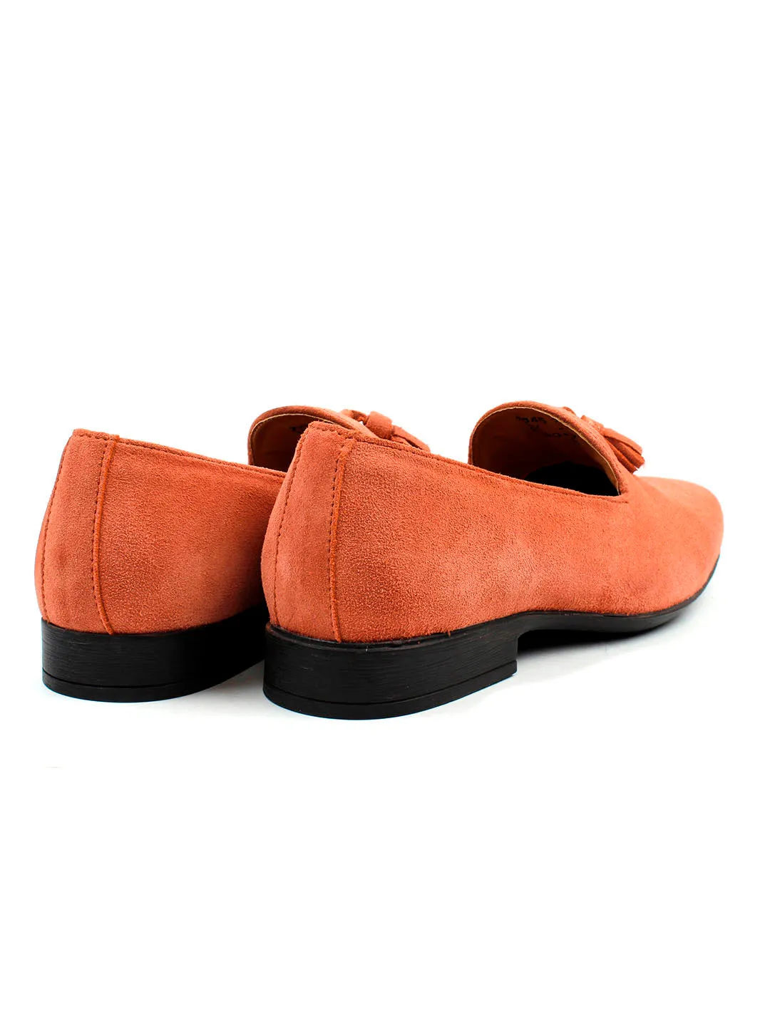 Peach Suede Leather Tassel Loafers