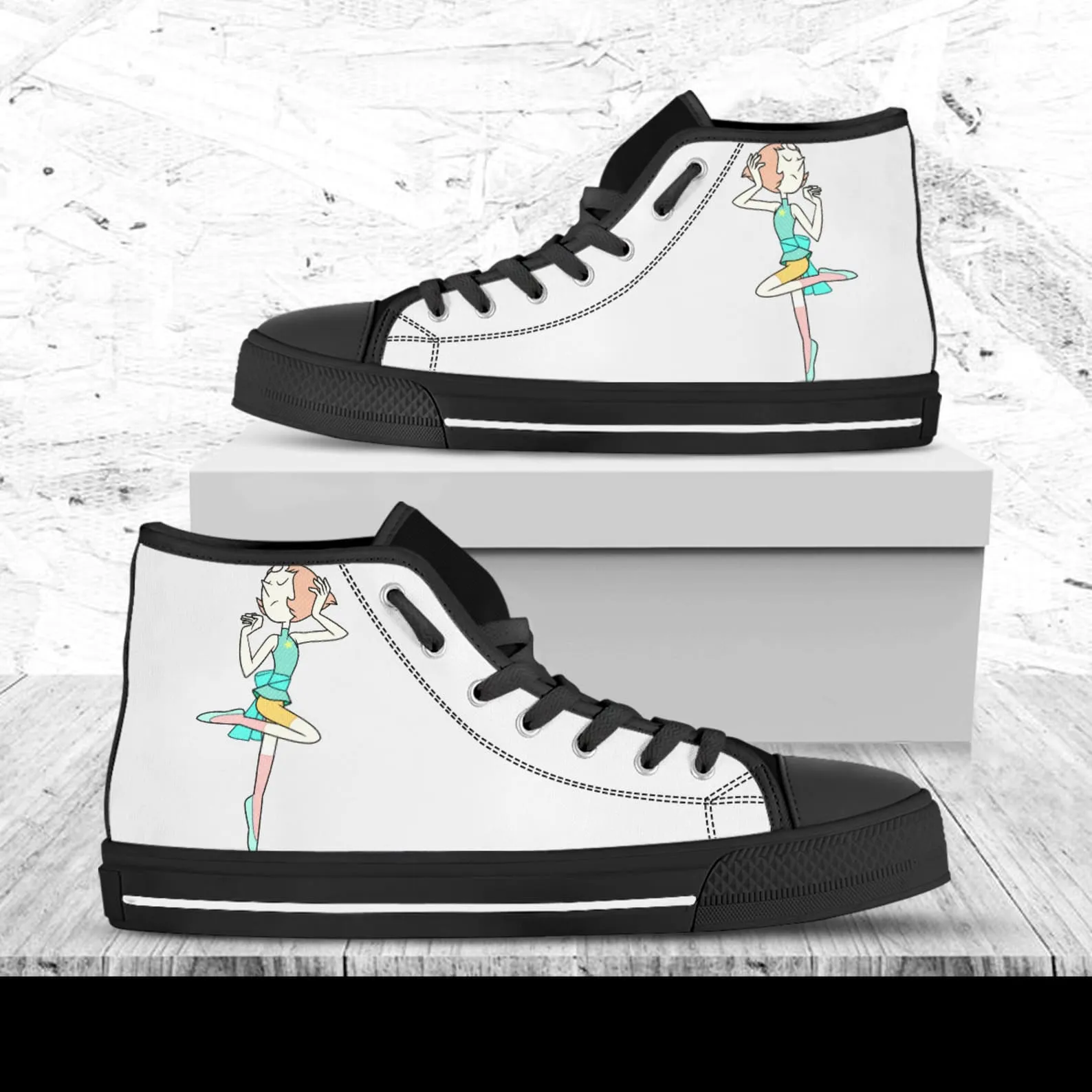 Pearl Custom Shoes, Steven Universe Movie, Cartoon Hightops, Cartoon Network Shoes, Custom Hi Tops, Steven Universe Cartoon Character