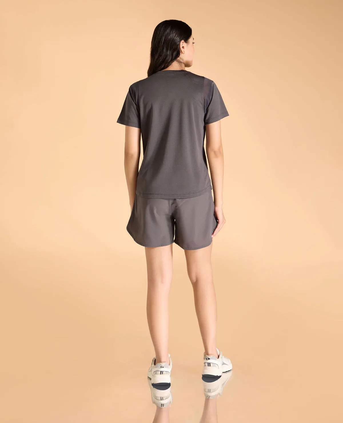 Stride Running Top and Shorts Grey