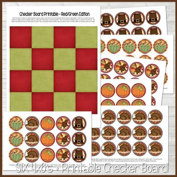 Thanksgiving Bottle Cap PRINTABLE   Game Board